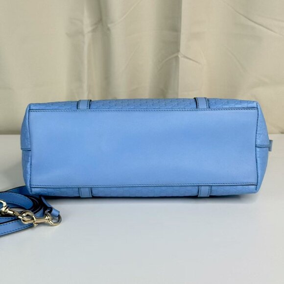 Gucci GG Logo Printed Blue Leather Shoulder Bag with Detachable Strap - Picture 6 of 10